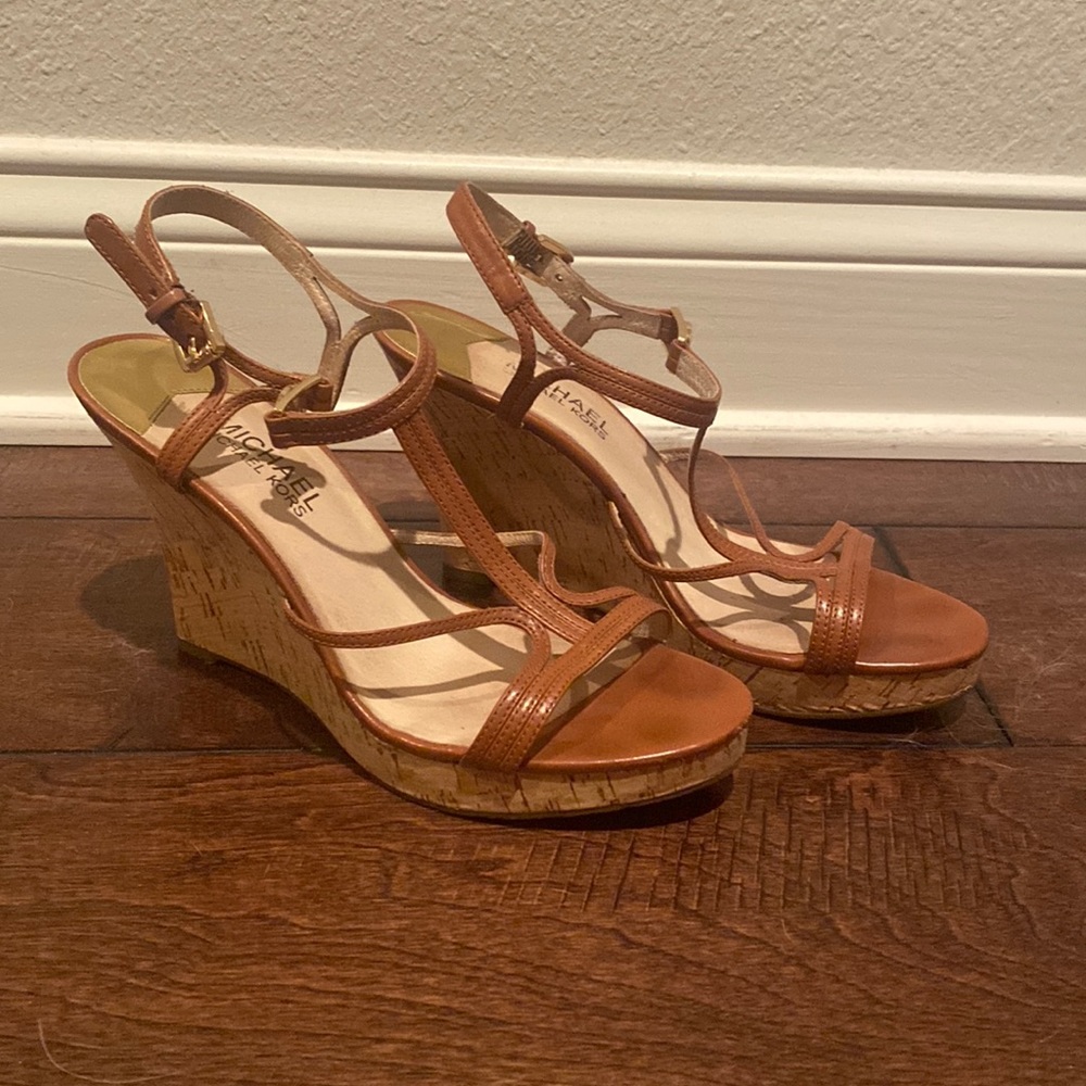 Gently used Michael Kors tan wedges